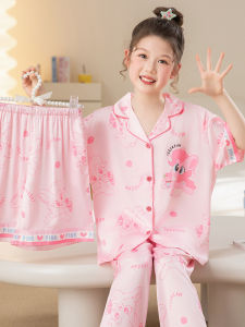 SHAPRA | Icy Silk Short Sleeve Cute Pink My Little Pony Girls Sleepwear 3PCS