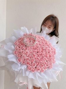 99 Eternal Rose Flowers Soap Flower Bouquet Gift for Girlfriend Wife Valentines Day Simulation Flower Bouquet Creative Gifts