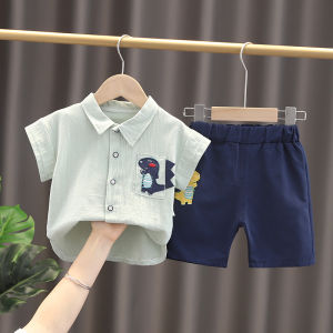Anak laki laki Kemeja Dinosaurus Celana pendek kasual Kapas Baju anak anak Katun Pakaian Setelan