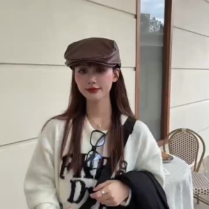 Topi Seniman Kulit / Topi Pet Pelukis PU Leather Pria Wanita Ukuran Kepala Dewasa