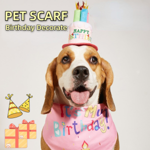 Pet Scarf Pet Birthday Decoration Cat Dog Hat Bibs Cake Dog Cap Pet Costumes