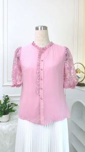 Áo kiểu thiết kế uyển chuyển chất liệu Chiffon mịn mượt kết hợp Ren AN4L0536 Thương hiệu Thiều Hoa