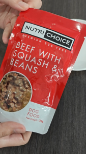 Nutrichoice Premium Dog Food Pouch Beef w/ Squash and Beans 150g Travel Pack