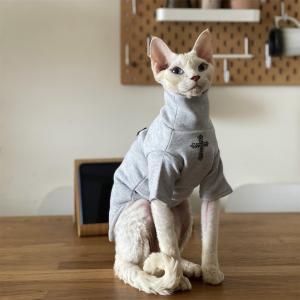 Autumn Winter Sphinx Hairless Cat Clothes German Cross Pure Cotton Fleece Lined Sweatshirt Doggie Coat Thick Outerwear