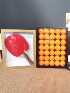Modern Simple Style Ping Pong Paddle Frame Display Box Storage Case Hollow out Signature Dustproof Tabletop Ornamentation