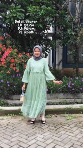 Gamis Wanita Terbaru 2024 Viral Malika Dres Brukat Malika Mix Tile Full Puring Dress Brokat Lebaran