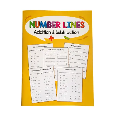 Addition & Subtraction within 20 Training Workbook Number Line Practice Book Kindergarten Preschool Maths Learning Montessori
