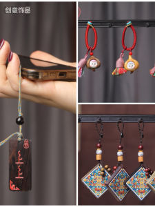 Colorful Sandalwood Keychain Pendant Car Key Bag Multi-Sister Mobile Phone Key Holder Creative Decorative Accessories