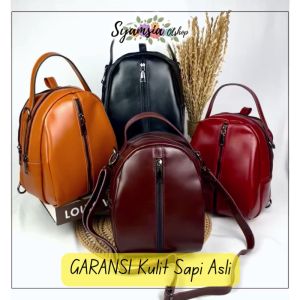 Tas Ransel Wanita Kulit Sapi Tas punggung Cewek Simpel Mewah Elegan Terbaru Kekinian Casual