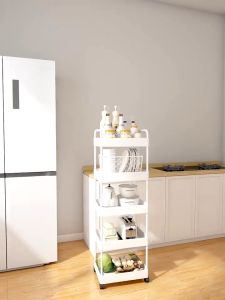 Multi-layer Plastic Trolley Rack Multifunction With Wheels Storage Rack Trolley Rack Home Shelves Trolley