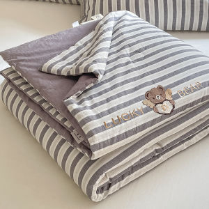 Childrens Summer Quilt Soy Fiber Pure Cotton Machine Washable Three-Piece Set Dormitory Thin Quilt Breathable Polyester Fiber