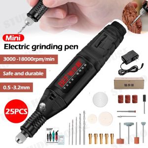 25 Buah Set Bor Mini 13W 15000 RPM Mini Drill Electric Engraver Grinder Gerinda Electrik Listrik / Alat Ukir Kayu /Alat Amplas / Alat Pemotong