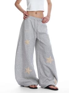 Quần Nỉ Thường Ngày Thêu Sao Phong Cách Mỹ Cổ Điển Cho Nam Và Nữ Quần Dài Ống Rộng Quần Dài Ống Đứng Quần Dài Thường Ngày