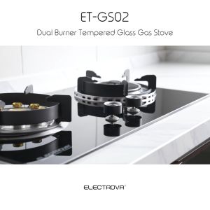 Electrova Double Burner Tempered Glass Gas Stove (Built-in / Table Top)