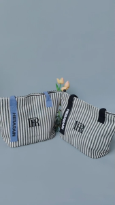 Classic Minimalist Canvas Shoulder Bag HERARAIN Striped Design Daily Office School Casual Tote Bag for Women