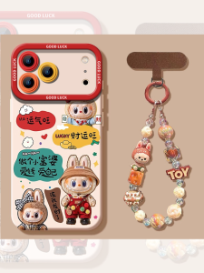 Labubu Style Phone Case for  16Promax Full Cover Protection with Lanyard Anti-Fall Small Rich Lady Cute Cartoon Design
