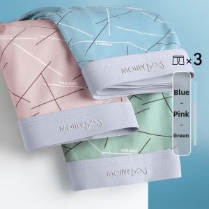 MiiOW | Mens Ice Silk Cotton Underwear Breathable Comfortable Boxer Shorts Antibacterial Loose Fit Four Corner Pants Fresh Style