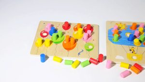 Wooden Color Sorting Peg Board Toy untuk Kanak-kanak Montessori Matching Puzzle with Color Die Fine Motor Skills Learning Mainan