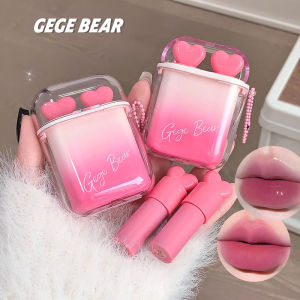 Dorisna 2 in 1 Lip Gloss Set Matte and Gloss Lipstick Lasting Non-Fading Portable Earphone Design Kawaii Lip Makeup