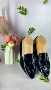 Womens Fashion Glossy Style Pointed Toe Office/School Rubber Heels L765