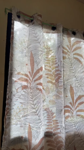 【Fast Delivered】5/7ft French Aesthetic Window Sheer Lace Curtain Printed With 8 Rings Textured Grommet Window COD 140×160cm 140x220cm