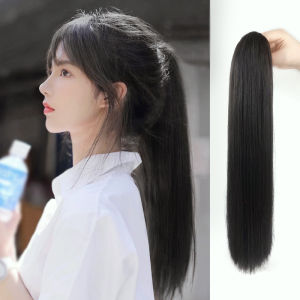 Women Wig Hair Extensions Long Straight Ponytail with Clip Smooth and natural