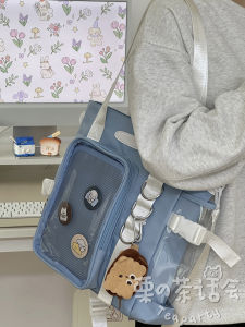 Japanese Style Ins Two-Dimensional Transparent Cartoon Backpack Doll Bag Casual Large Capacity Girl One-Shoulder Crossbody Bag Student Tote Bag