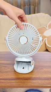 5" Clip Fan Desktop Fan Wall Mount Fan 360° Strong Wind Wireless Fan USB Rechargeable with LED Light