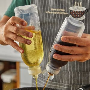 500/1000ML Transparent Pointed Sauce Squeeze Bottle Portable Honey Soy Sauce Condiment Dispenser Kitchen Supplies