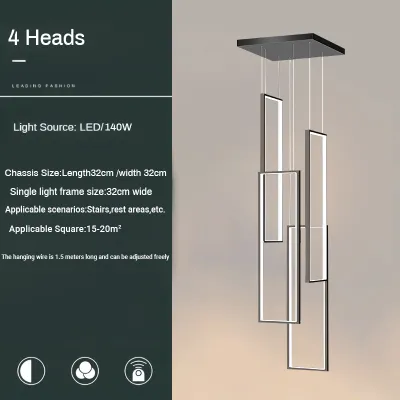 Modern Stair Chandelier Luxury Duplex Villa Rotating Stair Lamps Creative Loft Hanging Lamps Nordic Minimalist Design Drop Lights Dining Restaurant Living Bedroom Simple Atmosphere Rotation