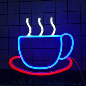 Creative Coffee Cup Shaped Lamp Festival Party Glowing Hanging Decoration Battery USB Dual Use Atmosphere Sensation Bar Stall