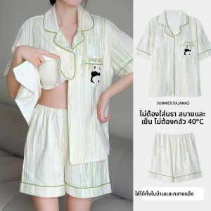 MiiOW | ชุดนอนผู้หญิง MiiOW ฤดูร้อน 2025 แขนสั้น ลายการ์ตูน ชุดนอนแบบลำลอง ใส่สบาย ระบายอากาศได้ดี ชุดนอนผู้หญิง