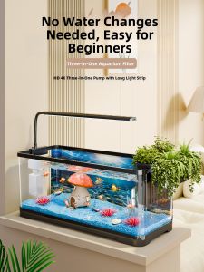 KUOTING | Filter Oxygen Fish Tank for Small Living Room Decor Plastic