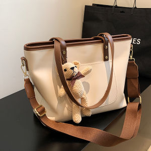 High-Quality Large Capacity Womens Tote Bag Fashionable Crossbody Handbag Soft PU Leather Zipper Closure Casual Style
