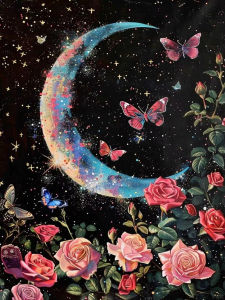 Jigsaw Puzzle 500 1000 1200 2000pcs Beautiful Moon Night With Flowers And Butterflies For Adults Relaxing Hobby Present
