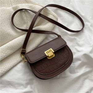 Vintage Saddlebag Womens Bag Versatile Crossbody Shoulder Bag Soft PU Leather Lock Buckle Closure Casual Leisure Handbag
