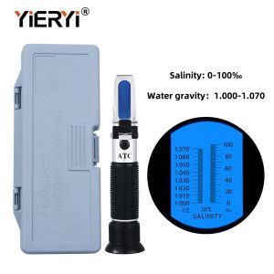 YIERYI 0-100‰ Salinity Refractometer 1.000-1.070SG Salinity Seawater salinometer ATC