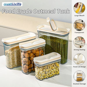 JustLiving 1PC 1.5/2.5/3.5/4.5L Large capacity Household Storage Jars Clear Bulk Food Storage Container Plastic Kitchen Refrigerator Noodle Box Multigrain Storage Sealed Tanks Canister Stash Cans