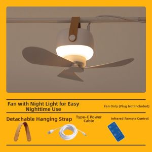 Quiet USB Night Light Baby Hanging Fan