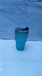 ̣(mua 4 tặng 1) ly thủy tinh màu xanh có ống hút thủy tinh 460ml