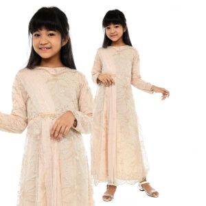 Kebaya Anak Perempuan Modern Brokat Dress Selendang Aurora Umur 4 12 Tahun Lengan Panjang
