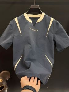XIBAIYI | Oversize 300 Pounds Color Block V-Neck T-Shirt Couples