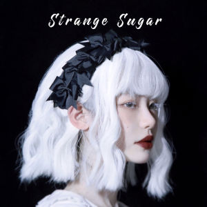 Monster Sugar Ornaments Collection Original Handmade Lace Organza Hair-Hoop Headband Black Gothic Dark Lolita