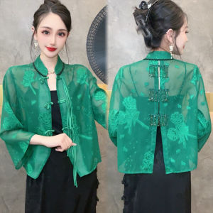 New Chinese Style Trendy Women's Shirt Jacket & Versatile Meat Concealing Open Cardigan Top: Summer 2025