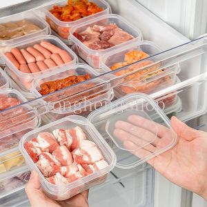 【Hot Sale】1/4grids Food Storage Box with Lids Refrigerator Preservation Box Meat Boxes Crisper Fruit Vegetable Sub-Packed Onion Ginger Side Dishes Container Kitchen Food Organizers