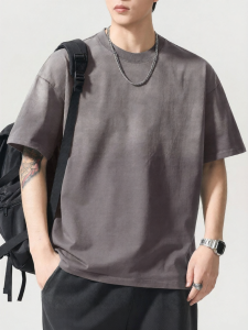 Wood soon | Gradient Heavy Washed T-shirt Short Sleeve Summer New Loose Casual Breathable