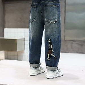 Maong Jeans for kids Boys Pencil Pants Embroidery Pants for Kids Boys Denim Pants Trousers 130-160CM
