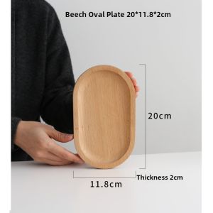 Wooden round Tray Coffee Milk Photography Plate Elliptical Fruit Tray Cute Style Dining Utensils Flat Dish from Mainland China