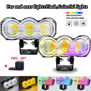 Motorcycle Headlight Mini Driving Light LED for Auxiliary Spotlight Lamp Universal