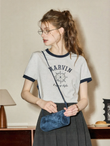 KUHNMARVIN | Áo Thun Cotton Viền Đối Chiếu Màu